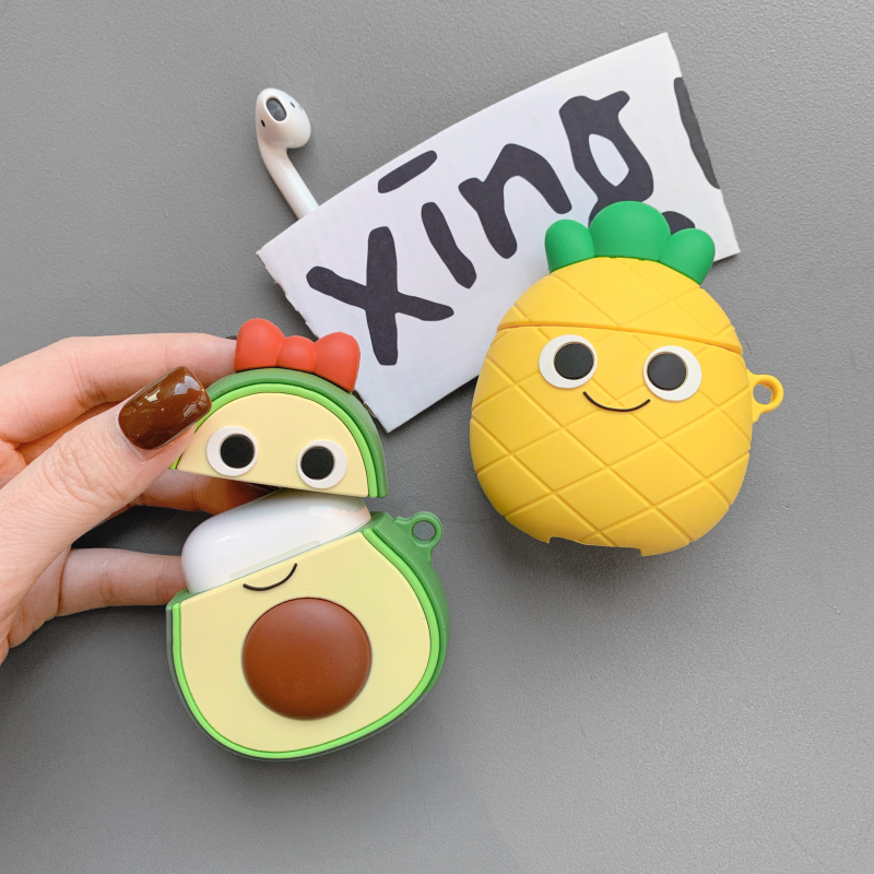 Wholesale 3D Cartoon Avocado Pineapple Design for Airpods Cover Silicone Protecting Cases for Air pod 12 Earphone Charging Box
